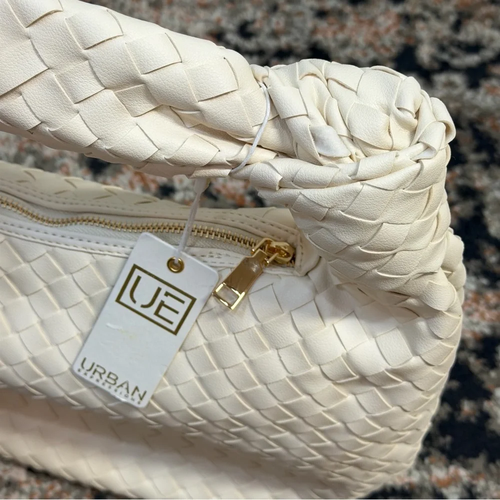 NWT Urban Expressions ‘Vanessa’ Woven Vegan Leather Hobo w/ Knot Handle Ivory